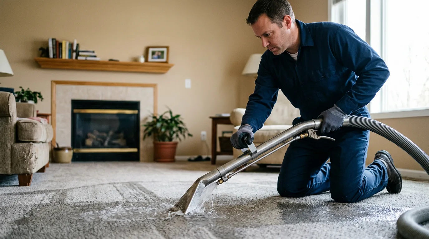 Water damage restoration technician working near North Ferrisburgh, VT